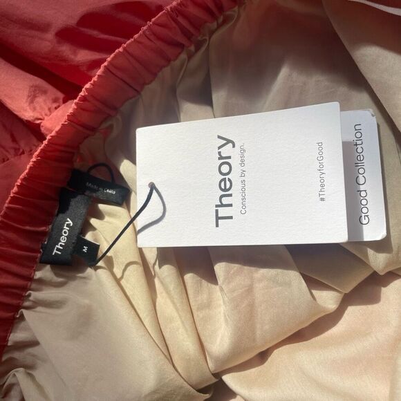 New Theory Pink Coral Halter Tier Mini Dress Tech Lawn Women’s Size Medium - Picture 4 of 6